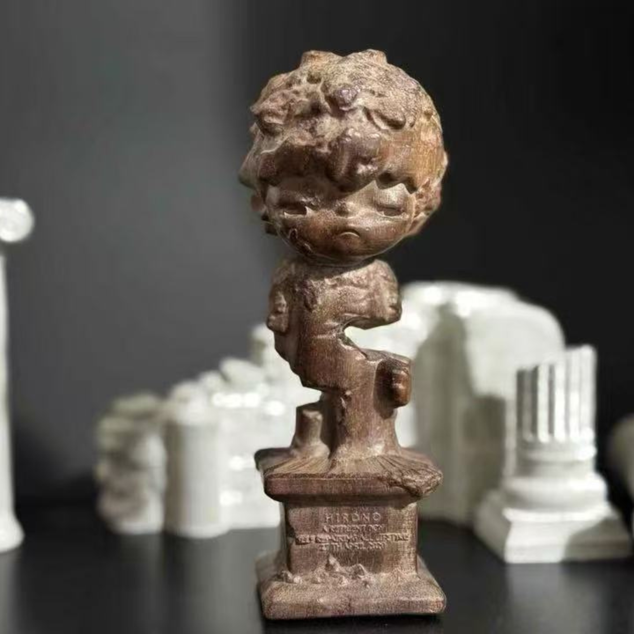 Hand-Carved Wooden Little Boy Hiruno Reshape Figurine