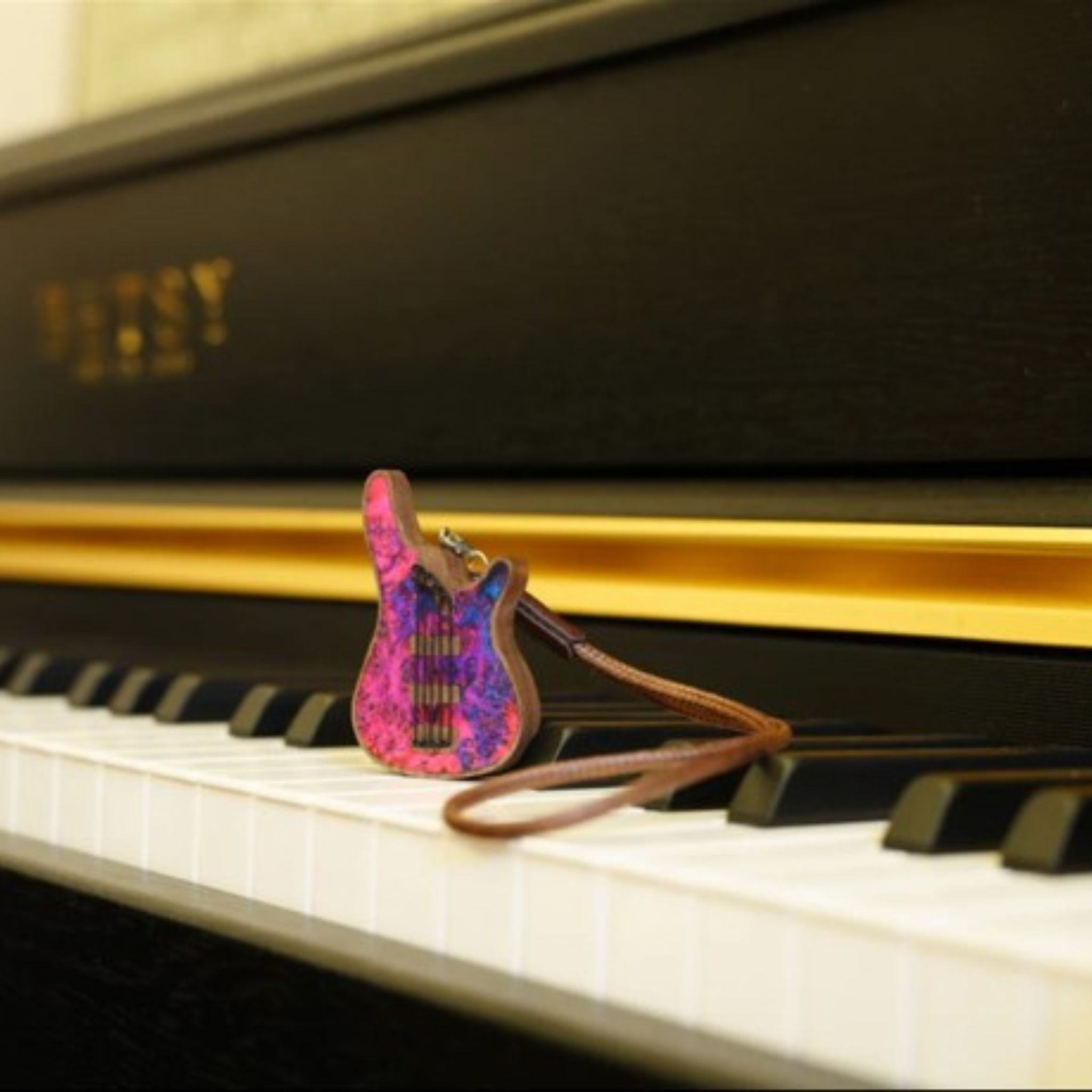 Handmade Wooden Mini Colorful Bass Charm