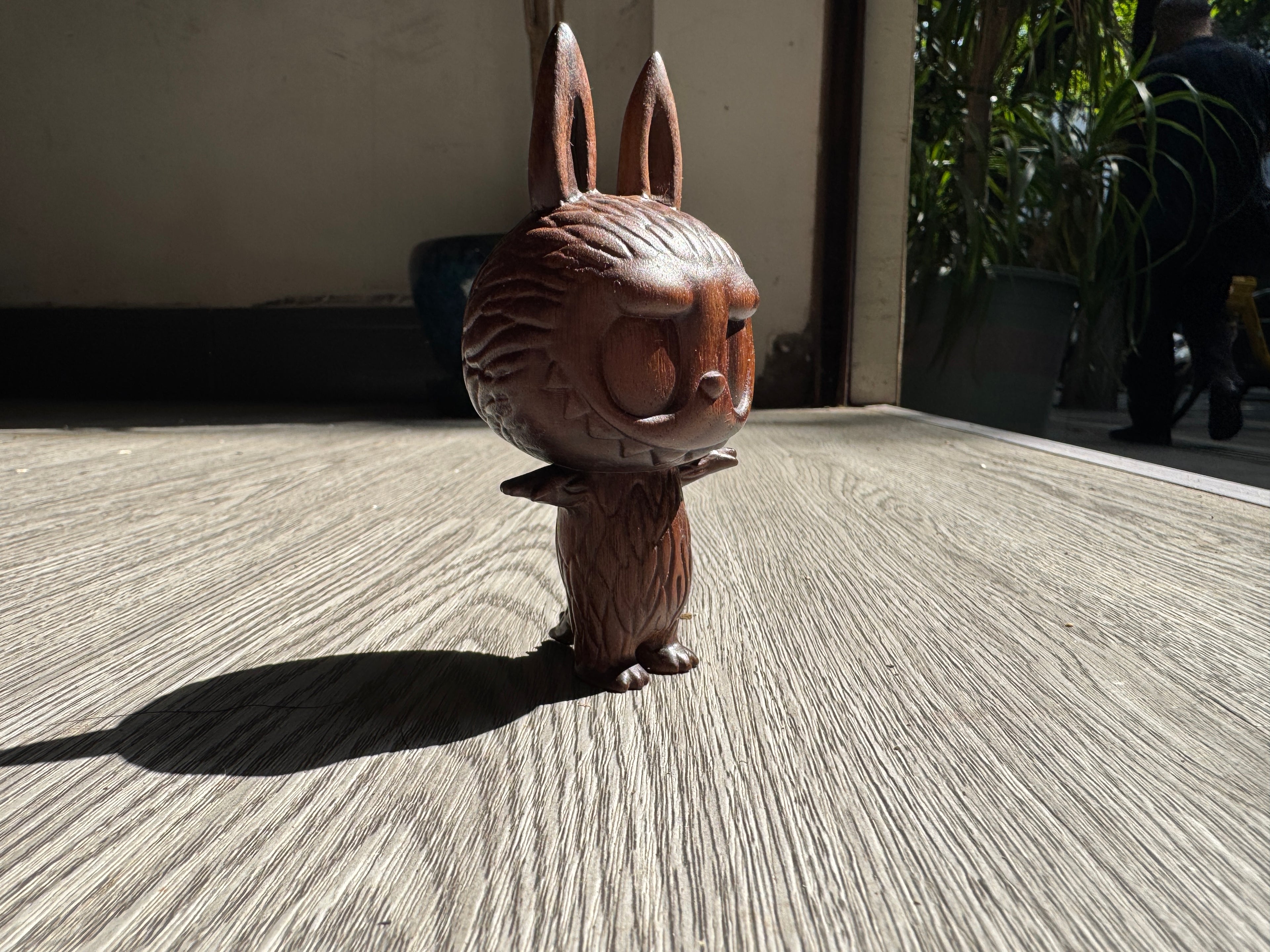 Handcrafted Wooden Monster Figurine Performing Gymnastics