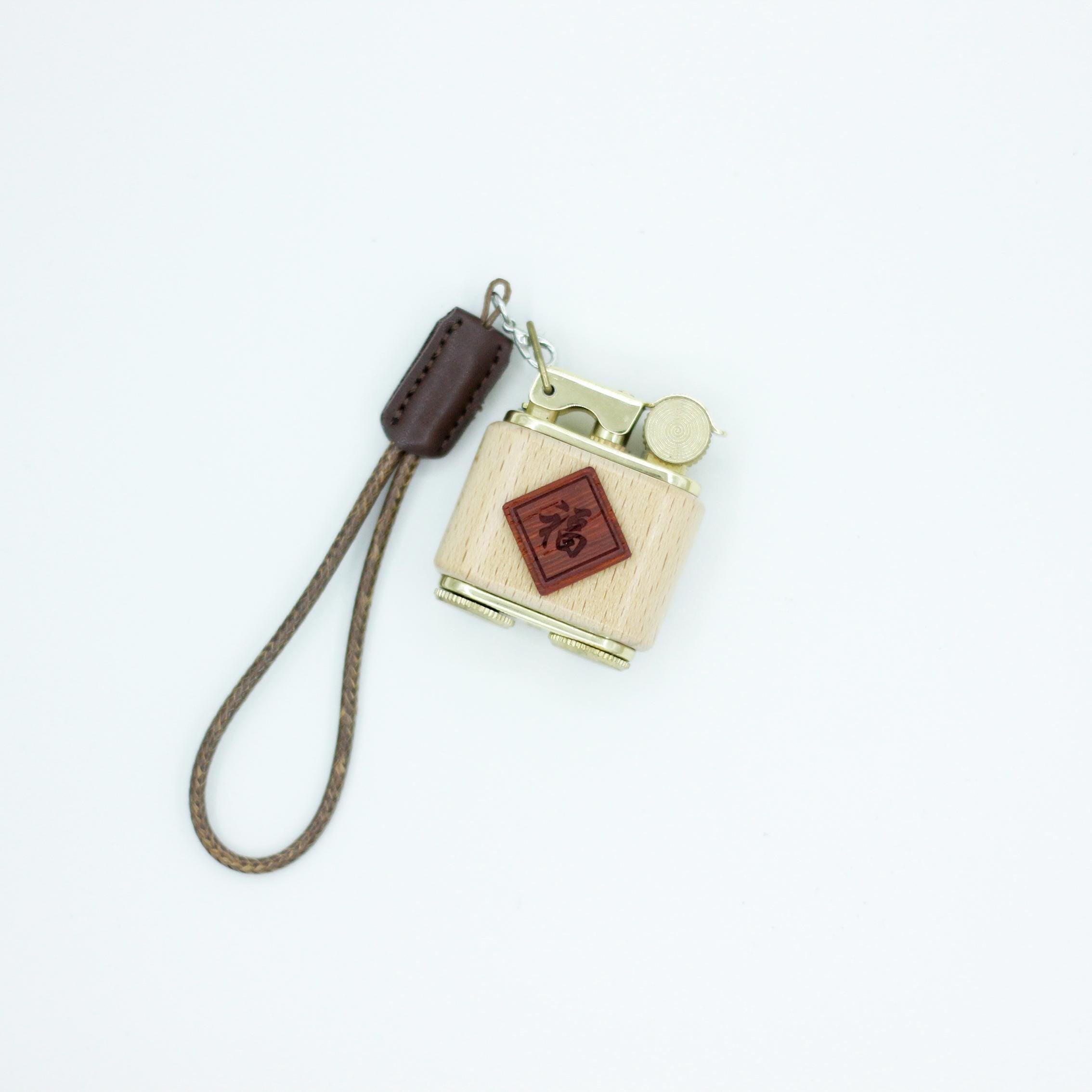 Handmade Wooden Lighter Chinese Characters Featuring Good Luck