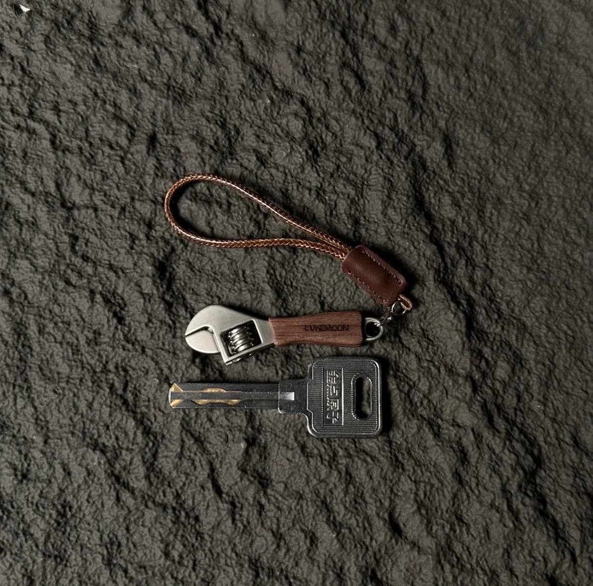 Handmade Wooden Miniature Wrench Keychain | Quirky Desk Accessory