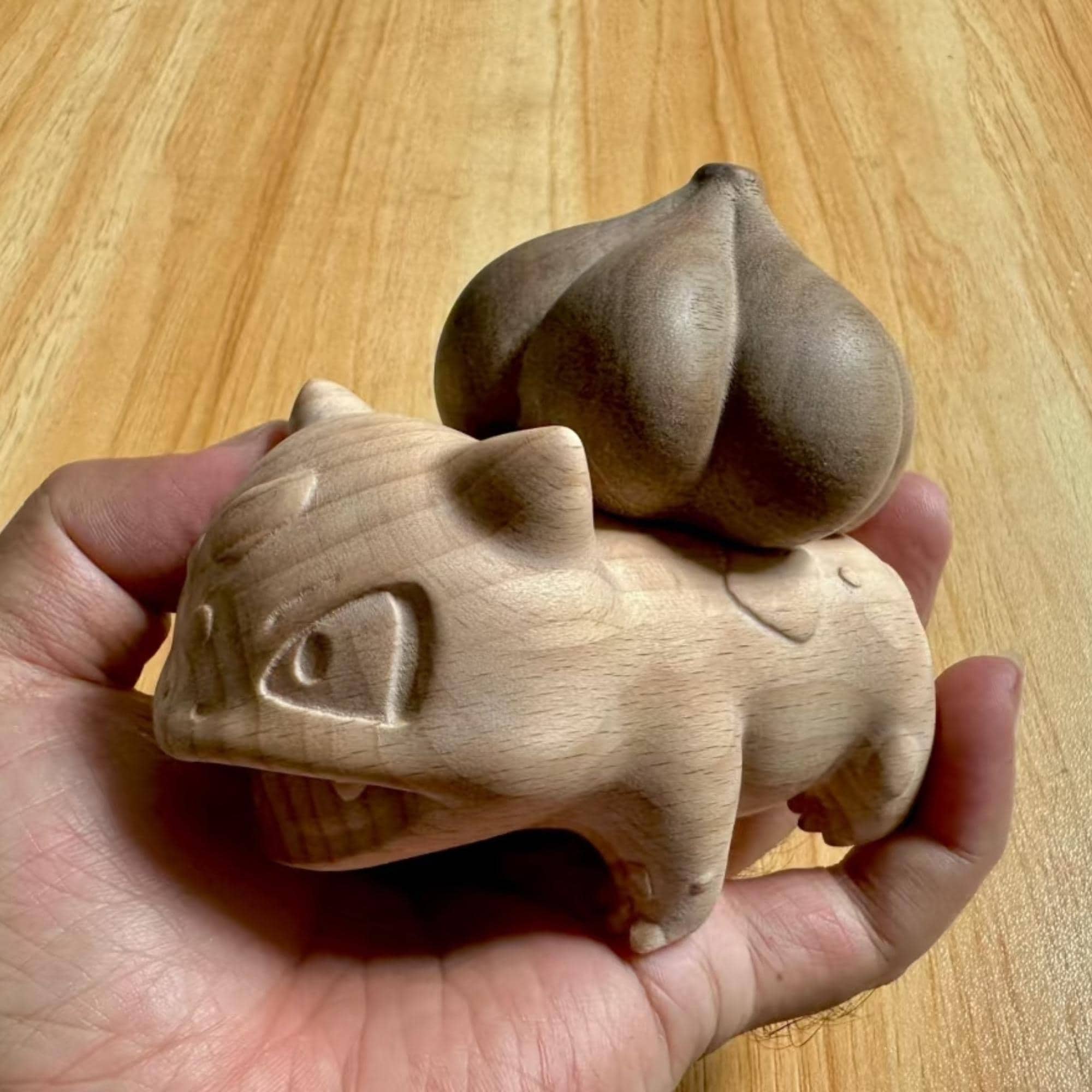 Handmade Wooden Bulbasaur For Pokémon Fans