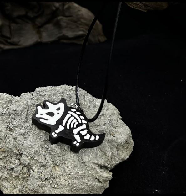 Handmade Wooden Mini Dinosaur Necklace | Black & White Minimalist Gift
