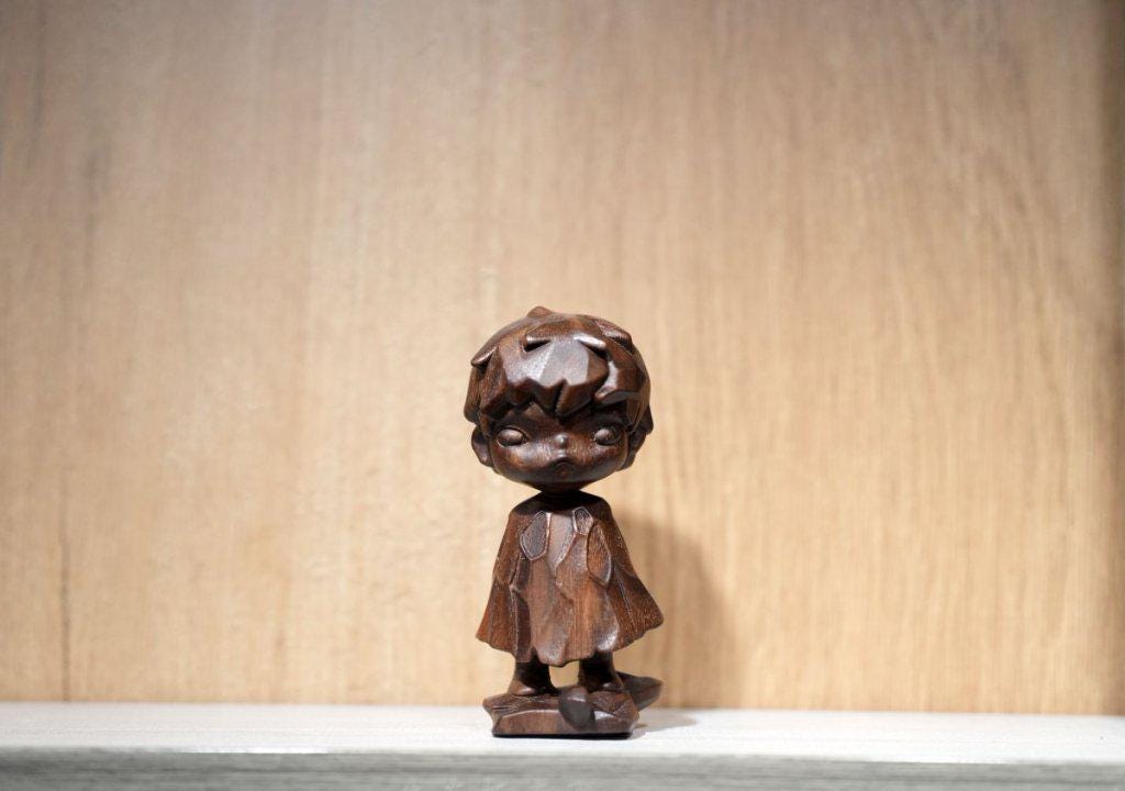 Handmade Wooden Stylized Child Figure Sculpture | Modern Pop Figurine
