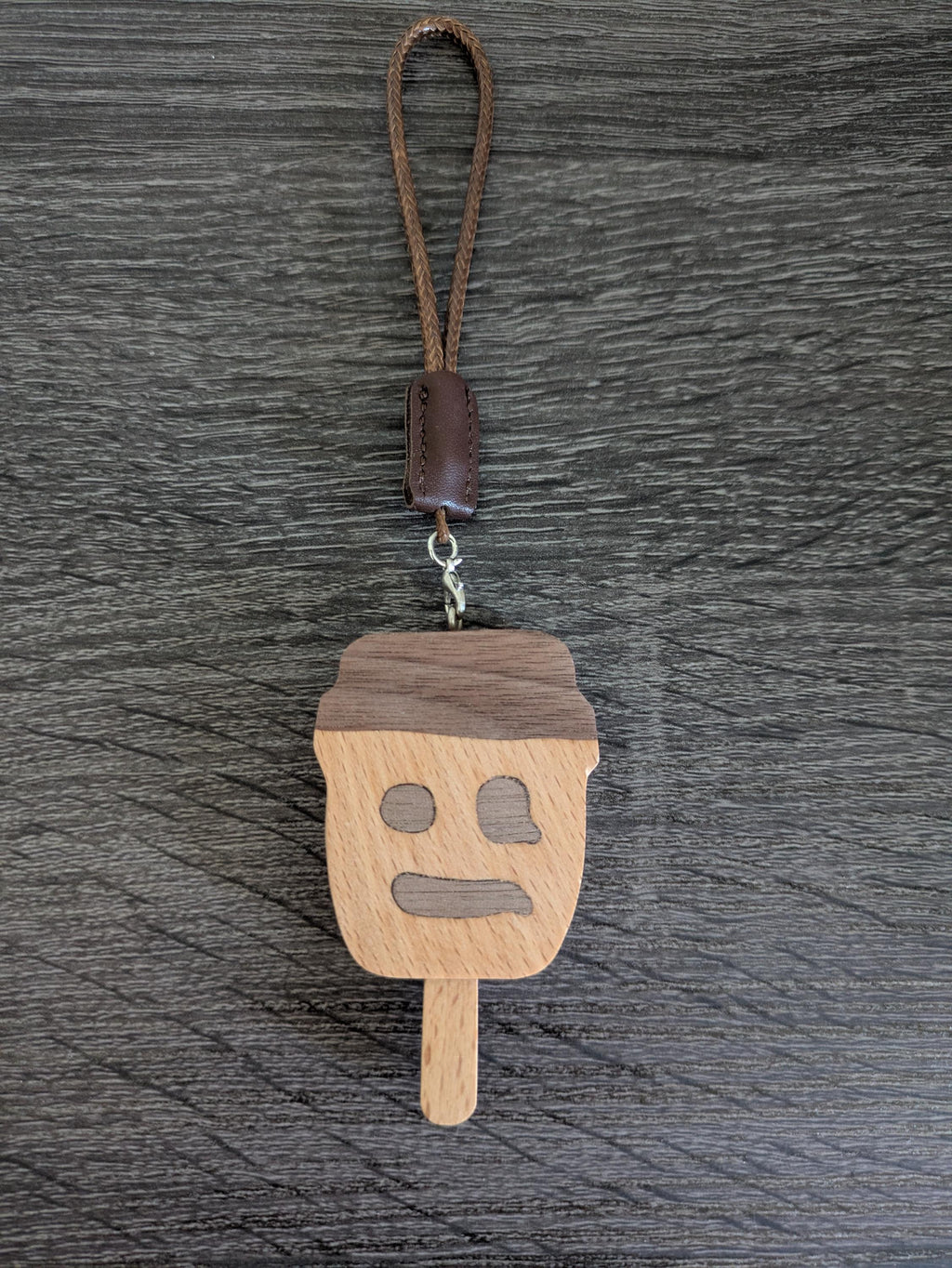 Handmade Wooden Doll Head Ice Cream | Charm For Your Car Or Backpack