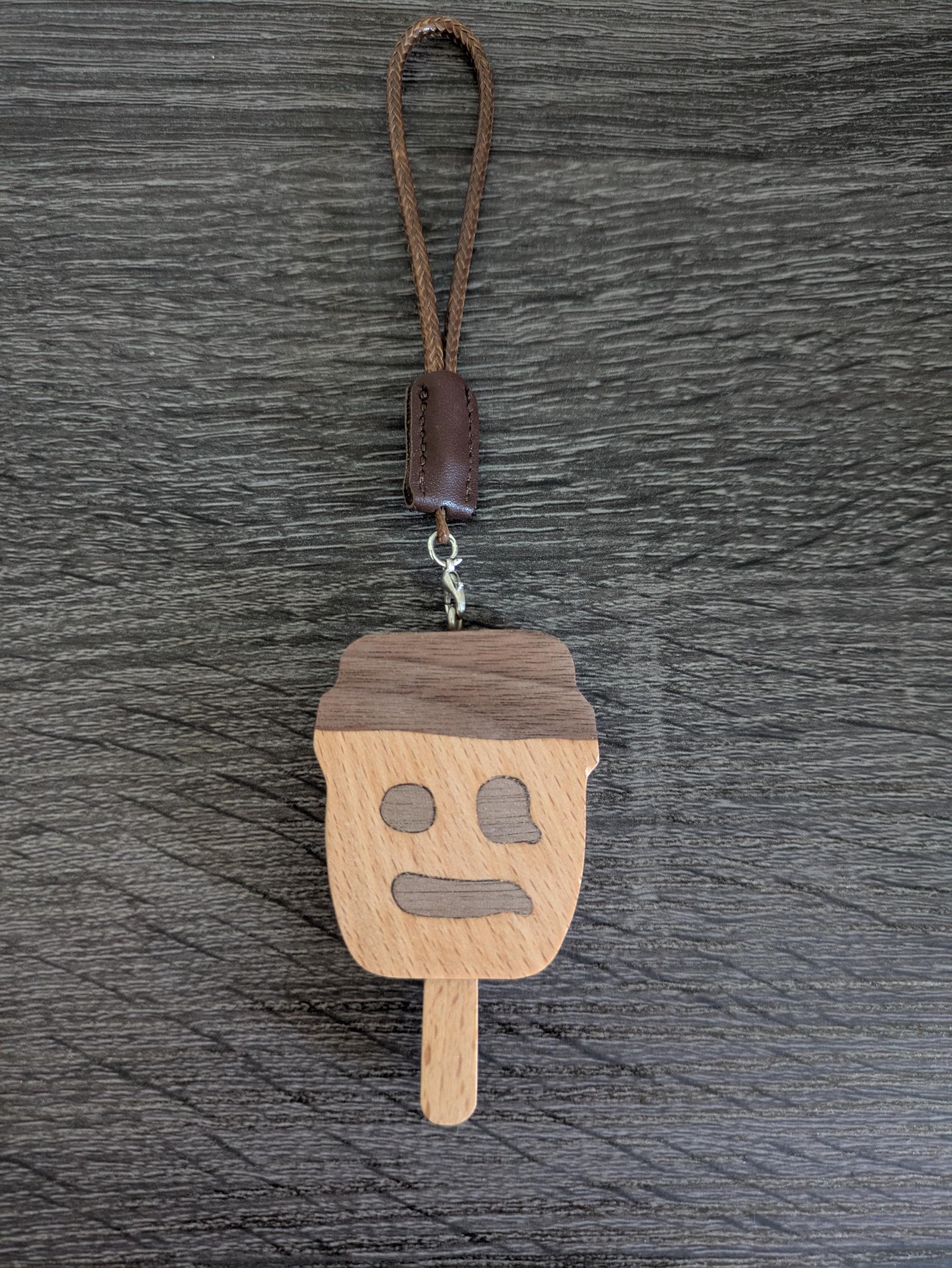 Handmade Wooden Doll Head Ice Cream | Charm For Your Car Or Backpack