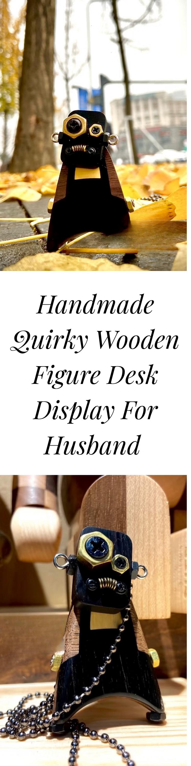 Handmade Wooden Man Making A Bow | Whimsical Figure Art Gift For Him