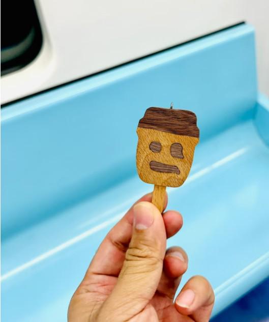 Handmade Wooden Doll Head Ice Cream | Charm For Your Car Or Backpack