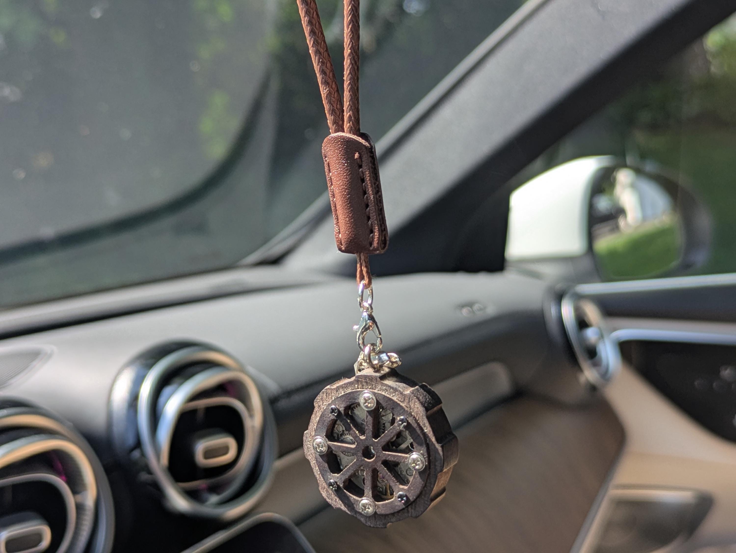 Wooden Industrial Punk Style Car Charm | Unique Gift For Boyfriend