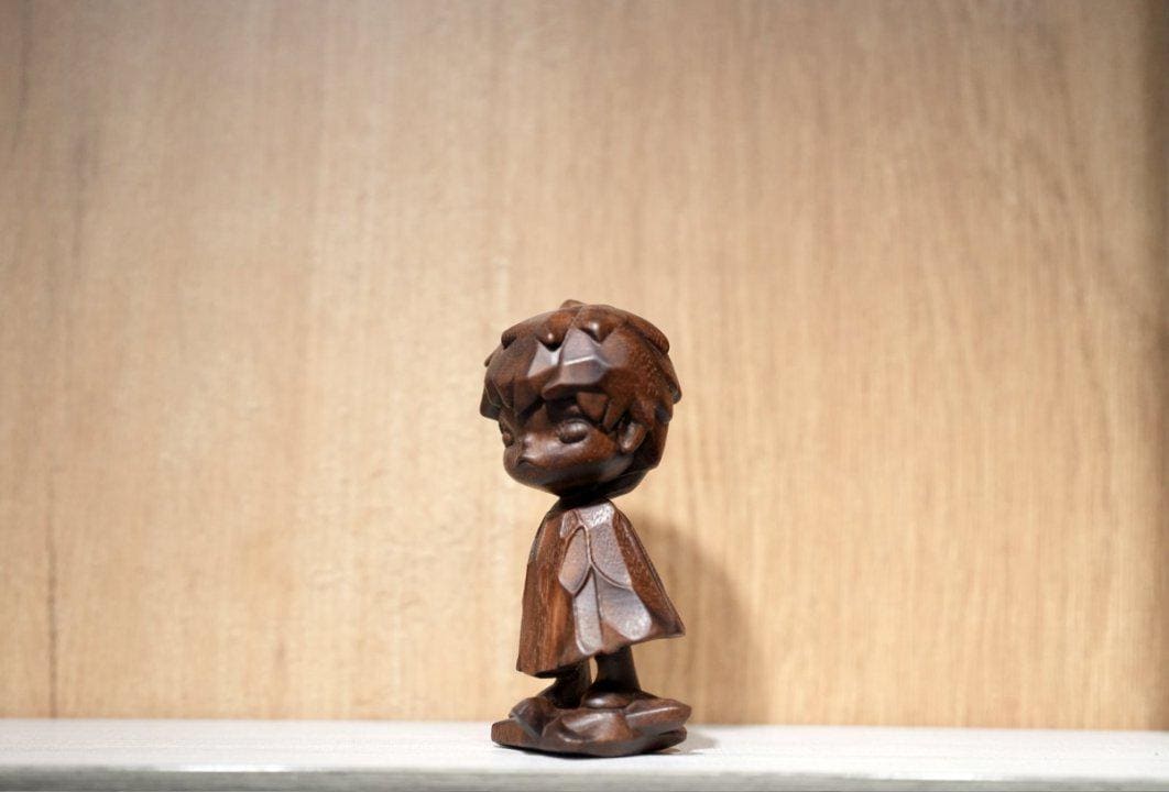 Handmade Wooden Stylized Child Figure Sculpture | Modern Pop Figurine