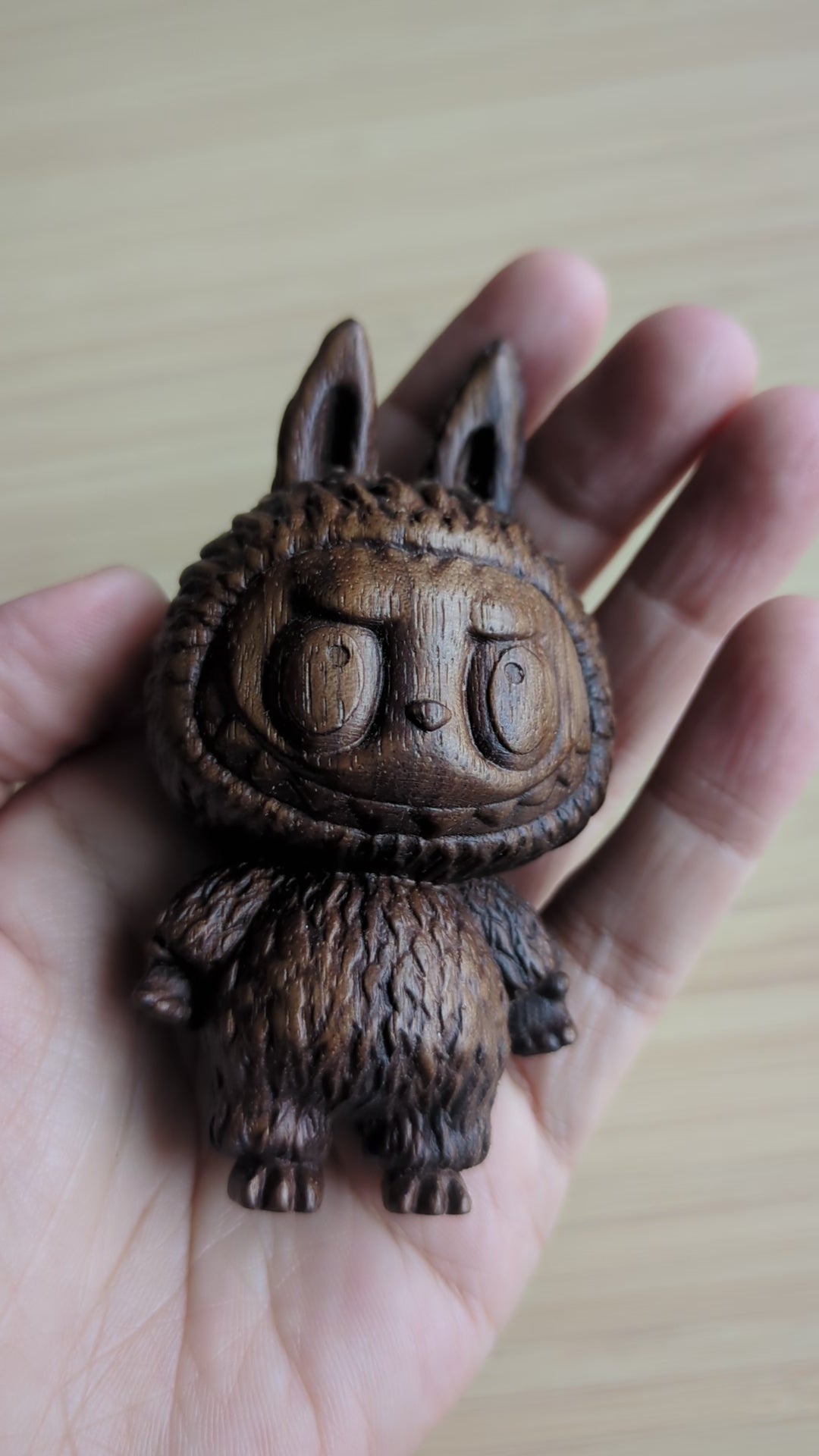 handmade wooden labubu