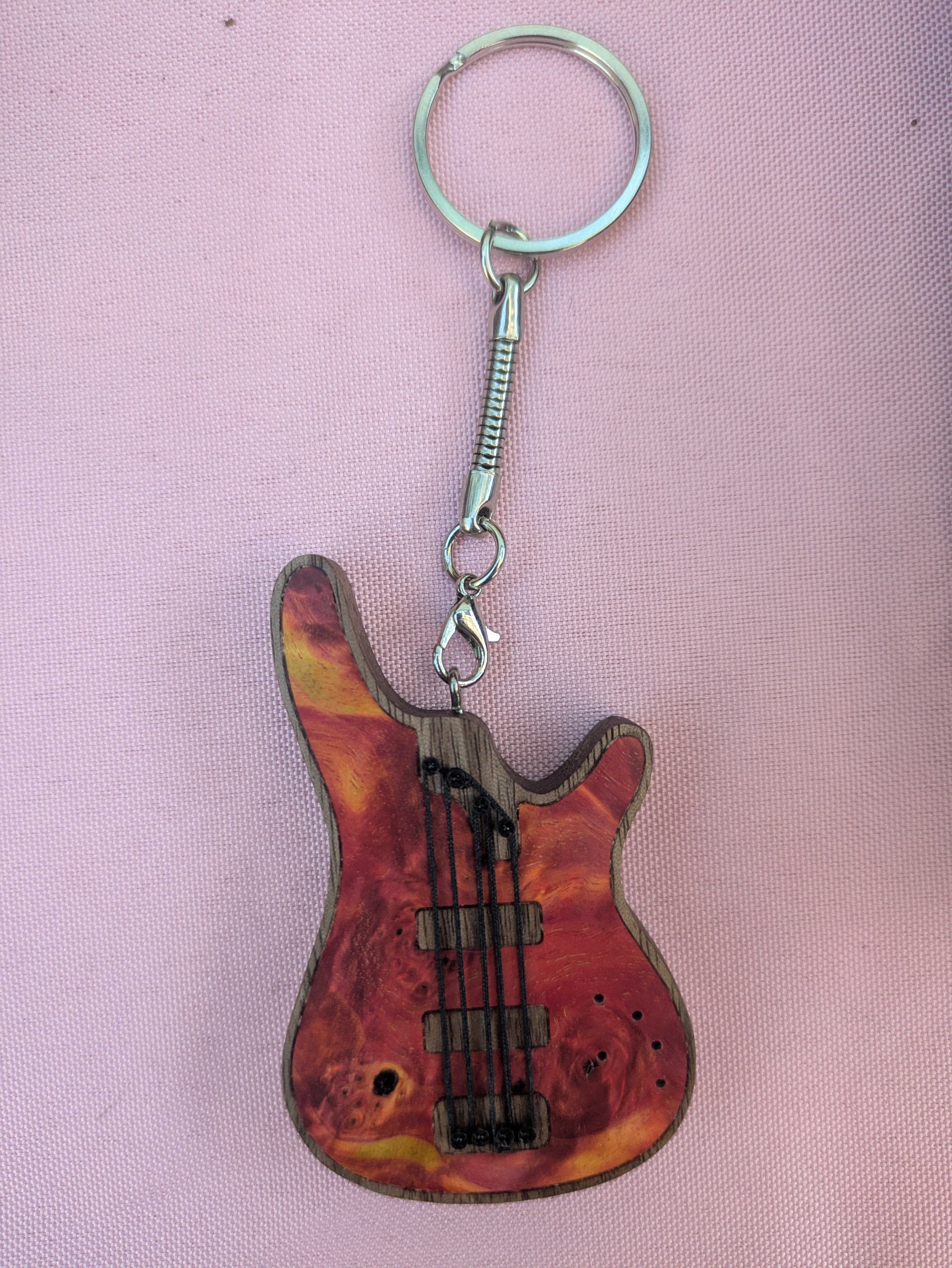 Handmade Wooden Mini Colorful Bass Charm | Gift For Bass Player